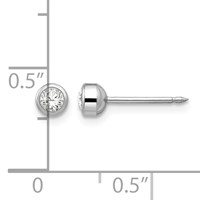 Inverness 14K White Gold 4mm April Crystal Bezel Piercing Earrings view 4