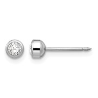 Inverness 14K White Gold 4mm April Crystal Bezel Piercing Earrings view 1