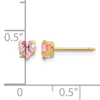 Inverness 14K Yellow Gold 4mm Pink Heart CZ Post Piercing Earrings view 4