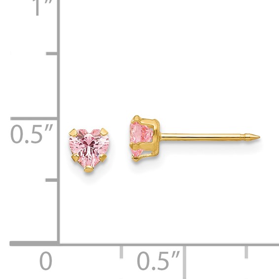 Inverness 14k 4mm Pink Heart CZ Post Piercing Earrings