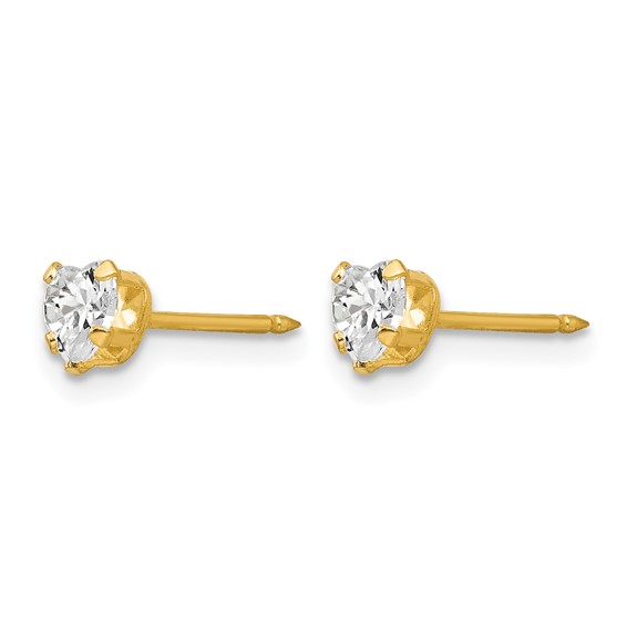 Inverness 14k 4mm Clear Heart CZ Post Piercing Earrings