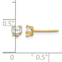 Inverness 14K Yellow Gold 4mm Clear Heart CZ Post Piercing Earrings view 4