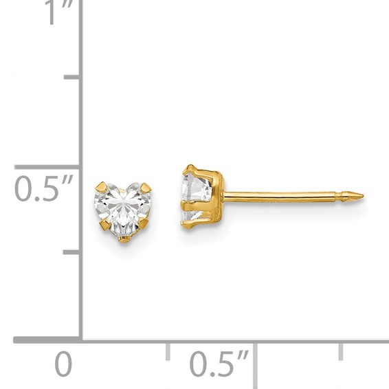Inverness 14k 4mm Clear Heart CZ Post Piercing Earrings