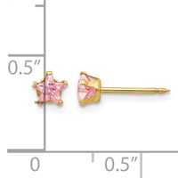 Inverness 14K Yellow Gold 4mm Pink Star CZ Post Piercing Earrings view 4