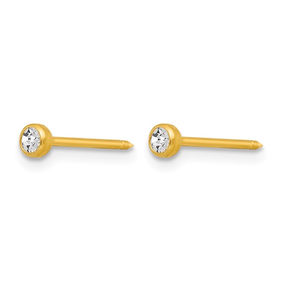 Inverness 14k 3mm Crystal Bezel Post Piercing Earrings