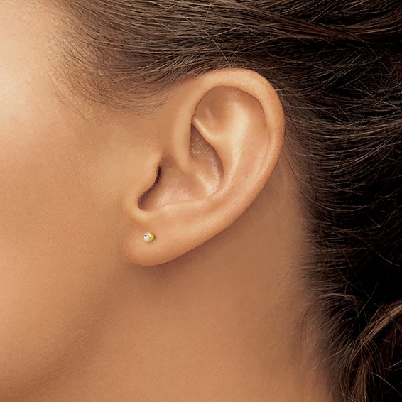 Inverness 14k 3mm Crystal Bezel Post Piercing Earrings