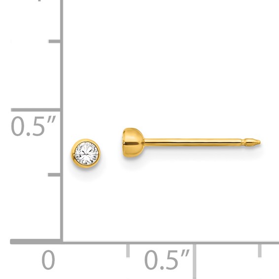 Inverness 14k 3mm Crystal Bezel Post Piercing Earrings
