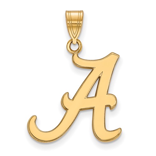 14k Gold LogoArt University of Alabama Letter A Large Pendant