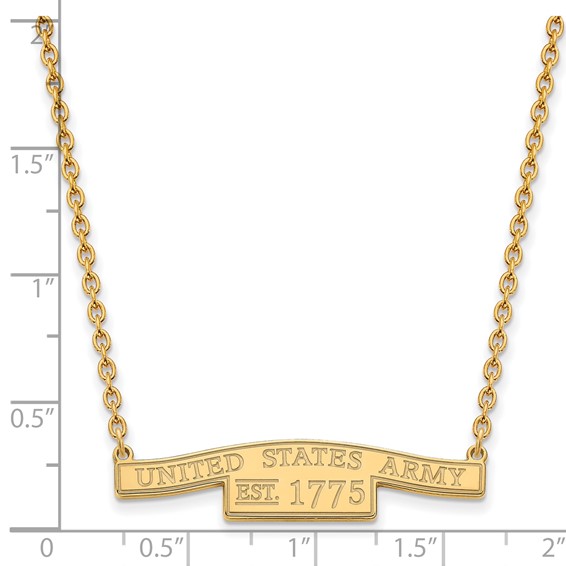 Sterling Silver Gold-plated United States Army Small Bar Necklace