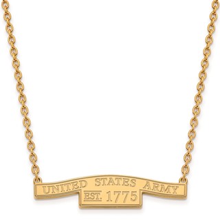 Sterling Silver Gold-plated United States Army Small Bar Necklace