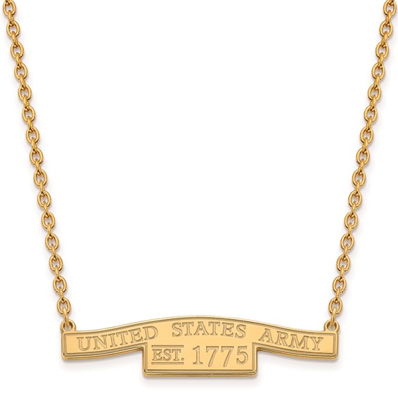 Sterling Silver Gold-plated United States Army Small Bar Necklace
