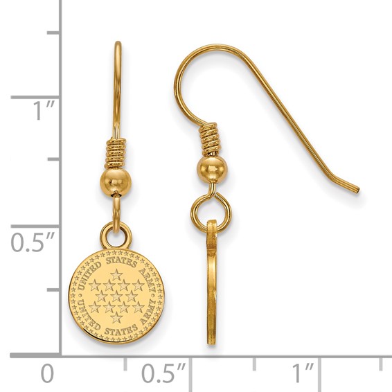 Sterling Silver Gold-plated United States Army Small Dangle Earrings