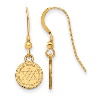 Sterling Silver Gold-plated United States Army Small Dangle Earrings