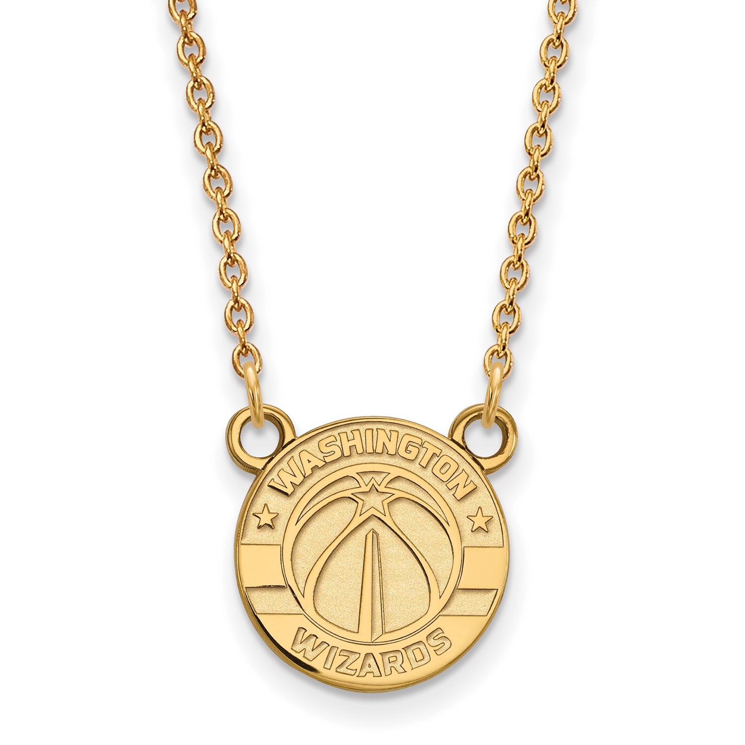 14k Yellow Gold Nba 18in Licensed Washington Wizards Small Pendant Thumbnails To Enlarge