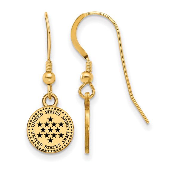 GP Sterling Silver United States Army Epoxied Small Dangle Earrings