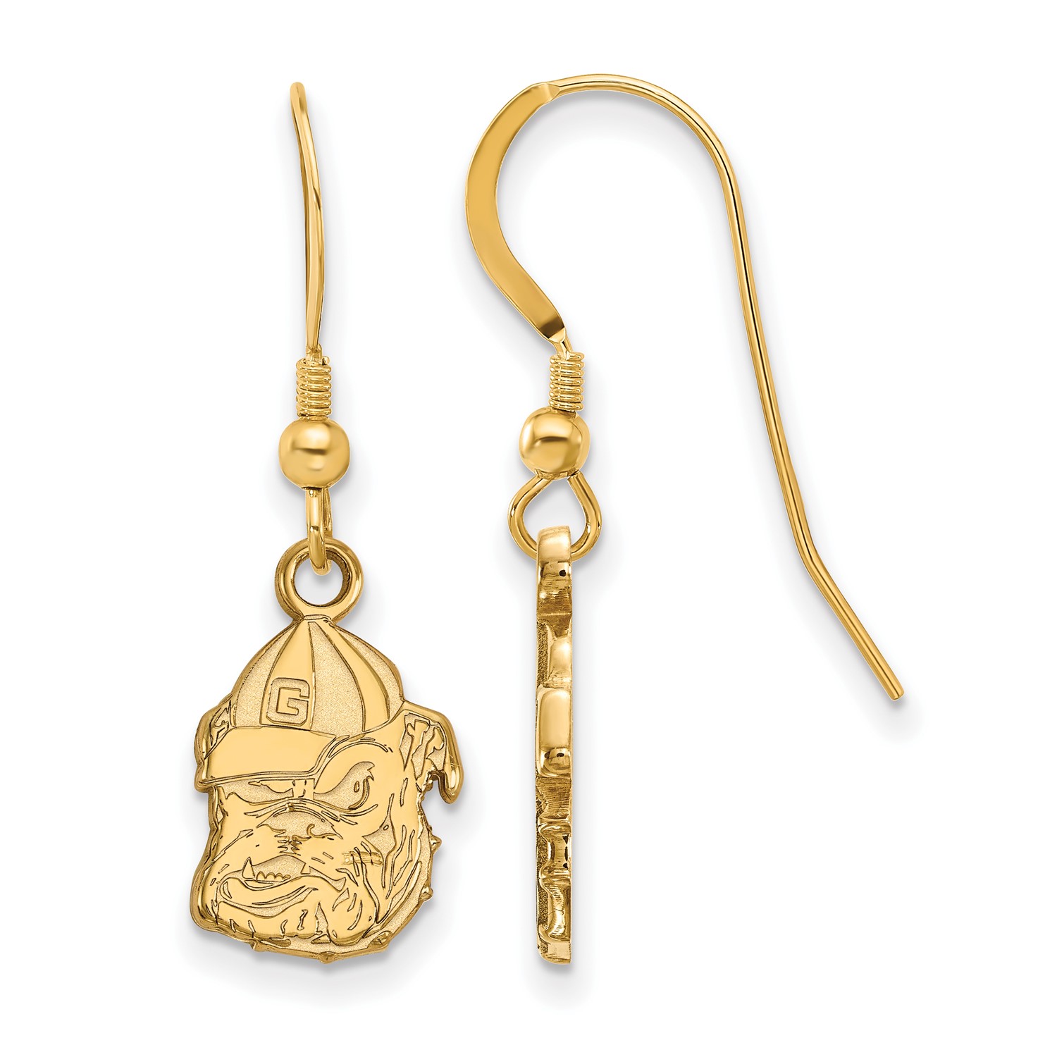 SS w Yellow gold -Plated University of Georgia (UG) Small Dangle Earrings SS w Yellow gold -Plated University of Georgia (UG) Small Dangle Earrings