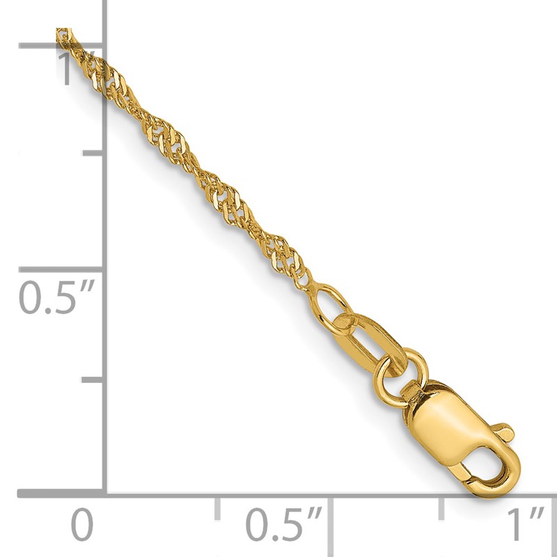 14K 1.3mm Singapore Chain Anklet