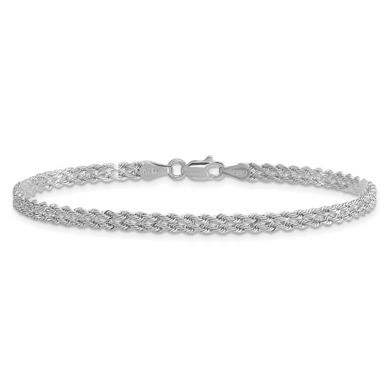 Leslie's 14K White Gold 3.0mm Wide Diamond-Cut Double Rope Chain