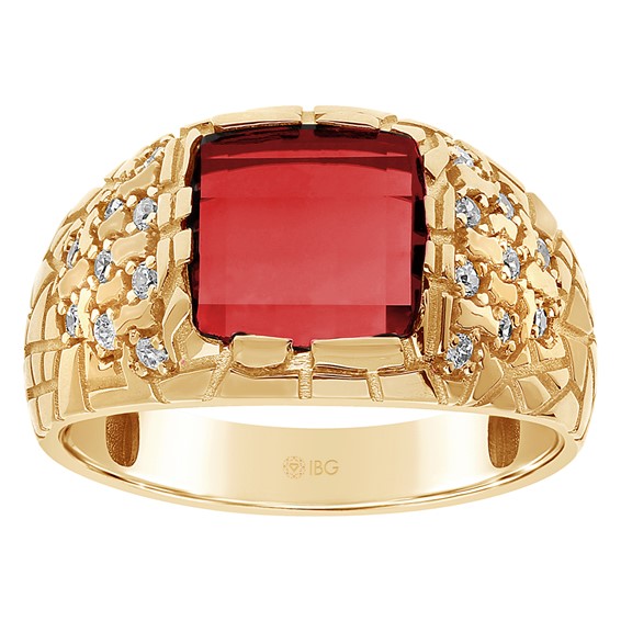14K IBGOODMAN GTS GARNET & DIAMOND NUGGET RING
