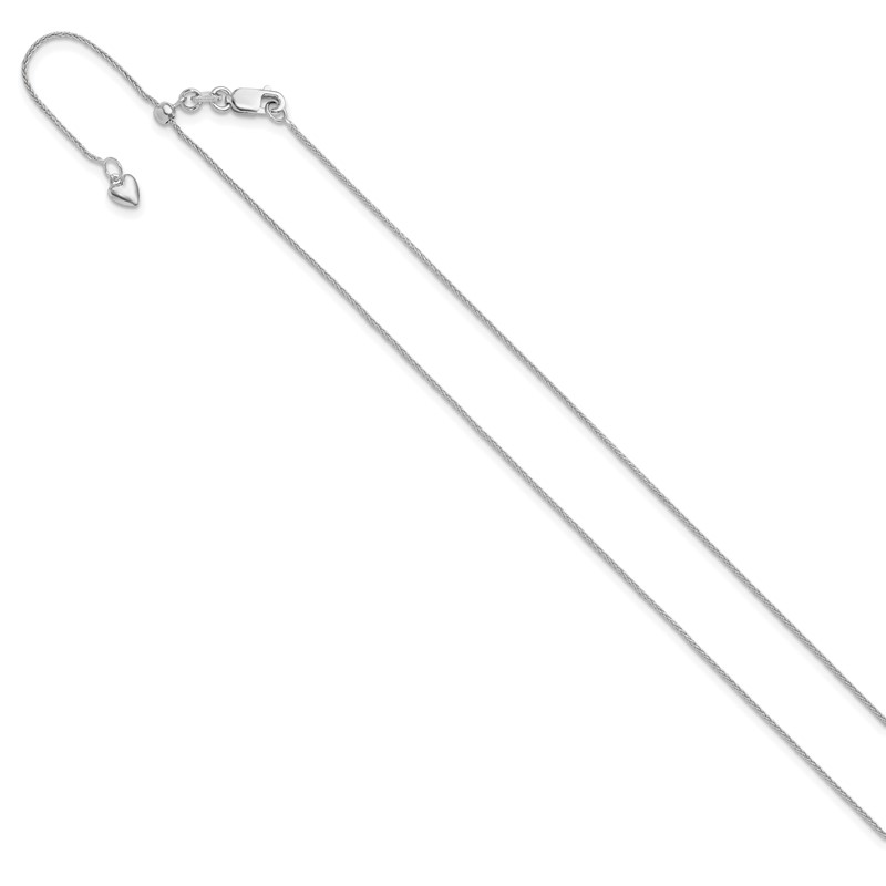 10K White Gold Adjustable .8mm Wheat Chain
