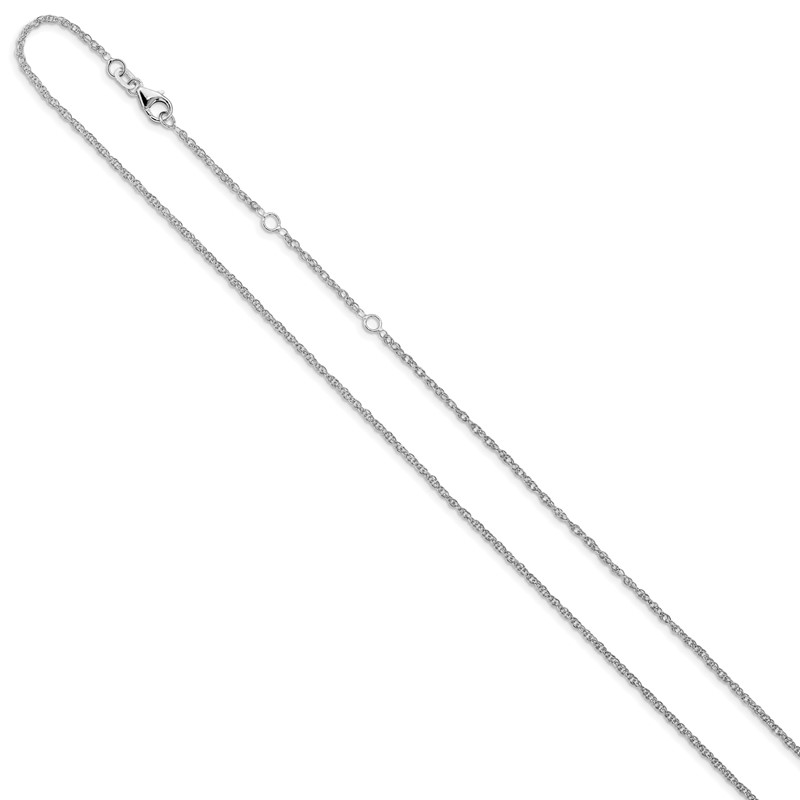 10k White Gold 1.5mm Loose Rope 1in+1in Adjustable Chain