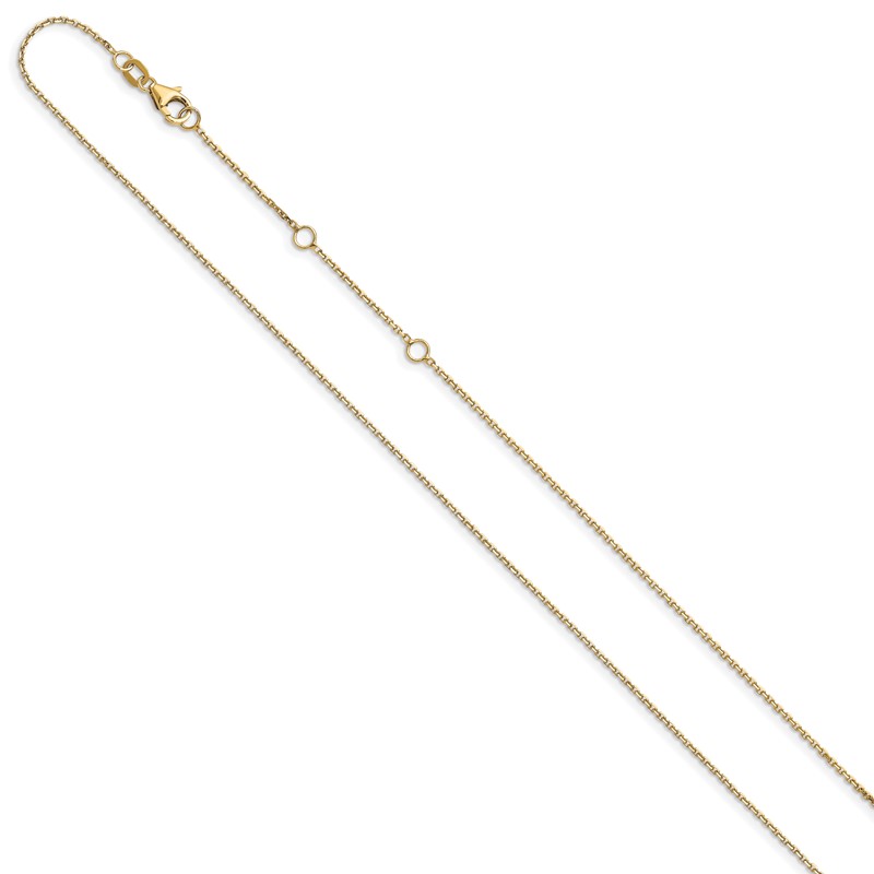 10k Yellow Gold 1.05mm D/C Cable 1in+1in Adjustable Chain
