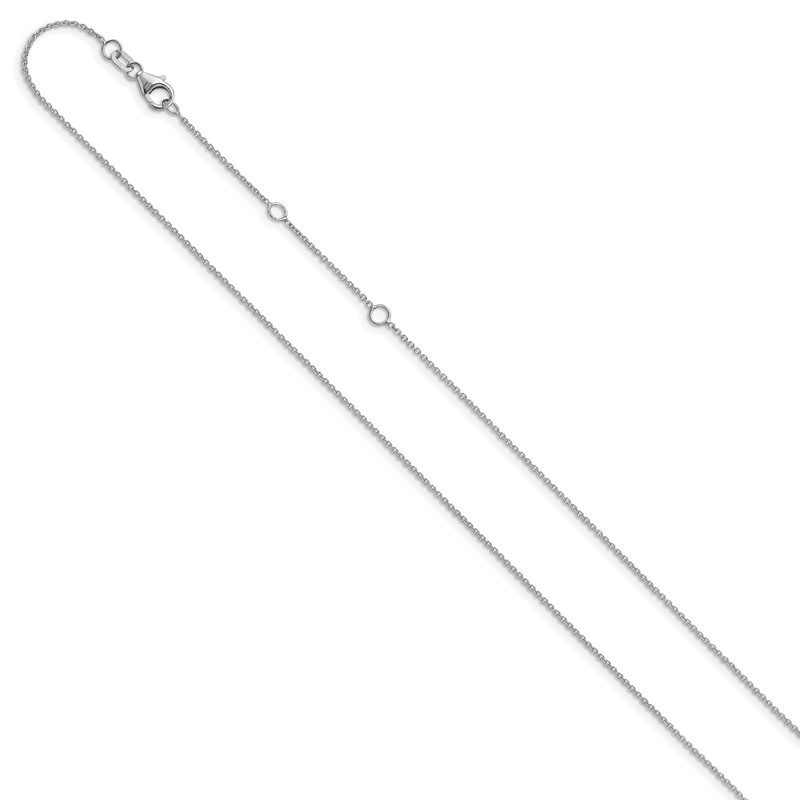10k White Gold 1.1mm Round Cable 1in+1in Adjustable Chain