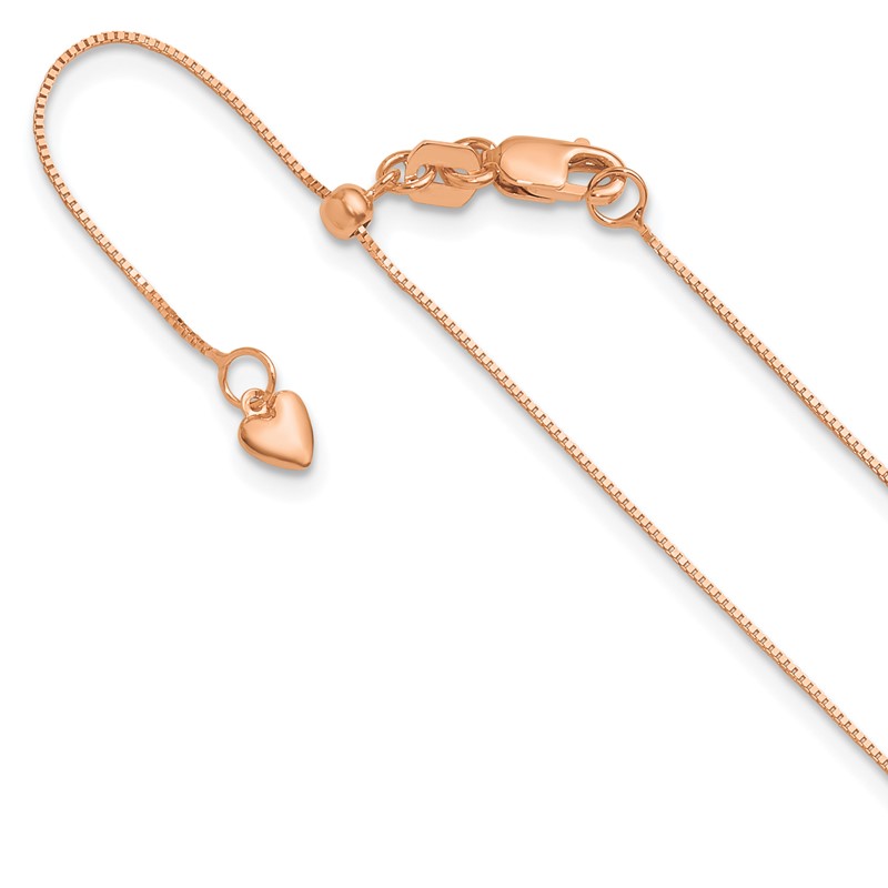 10K Rose Gold Adjustable .55mm Baby Box Chain