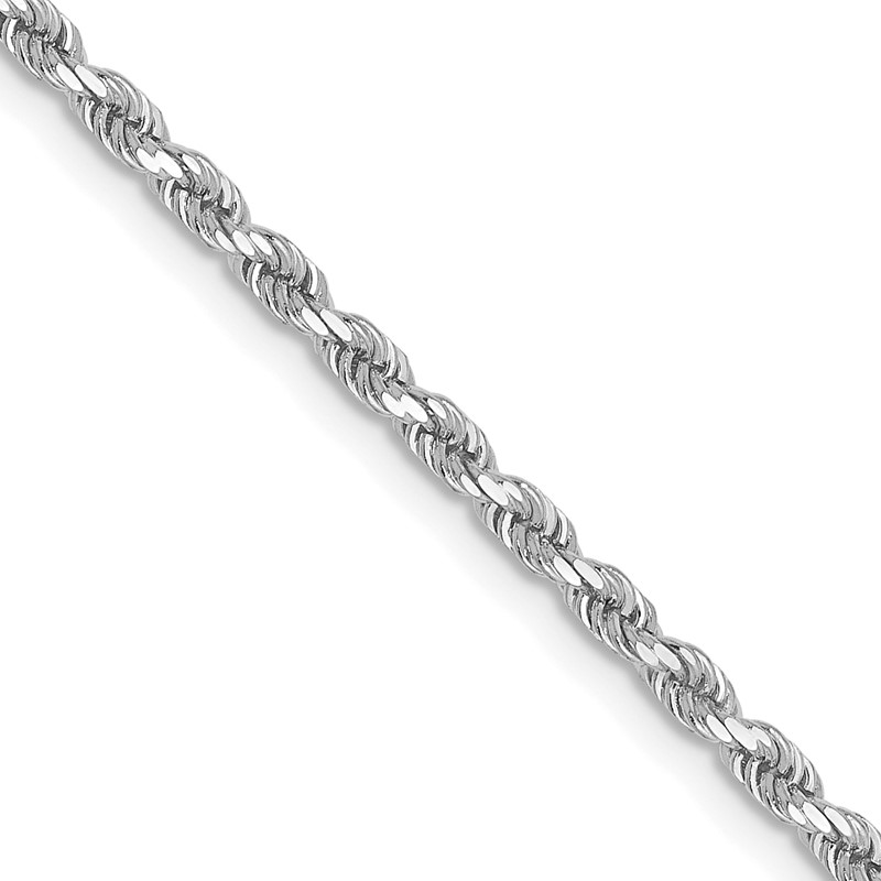 10k White Gold 2mm Diamond-Cut Rope Chain