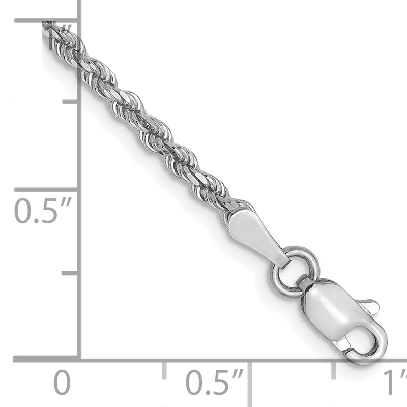 10k White Gold 2.25mm Diamond-Cut Rope Chain