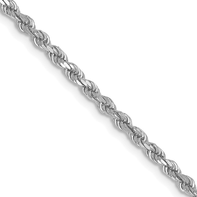10k White Gold 2.25mm Diamond-Cut Rope Chain