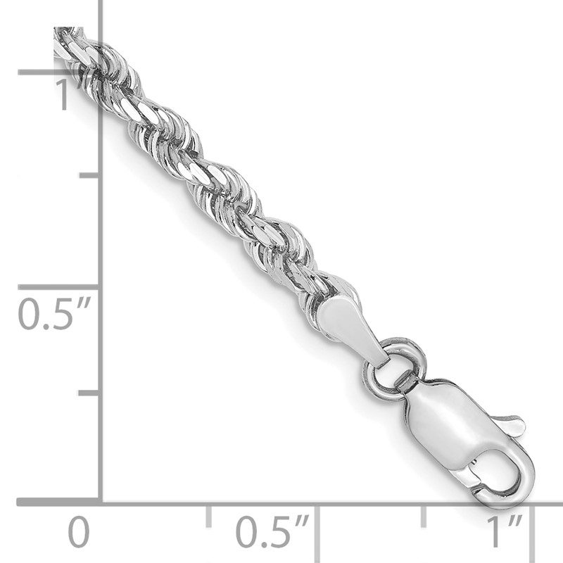 10k White Gold 3mm Diamond-Cut Rope Chain