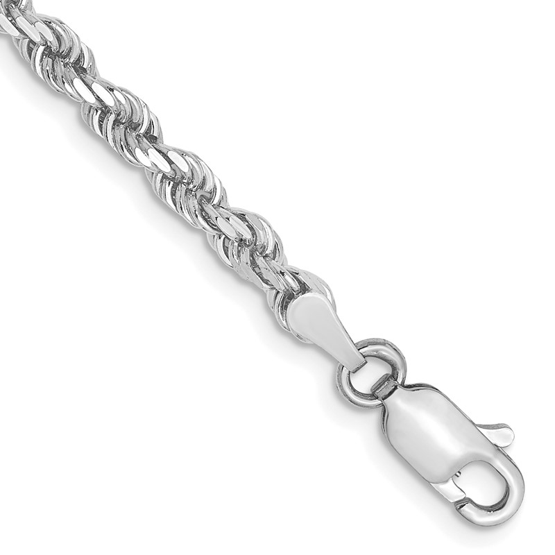10k White Gold 3mm Diamond-Cut Rope Chain