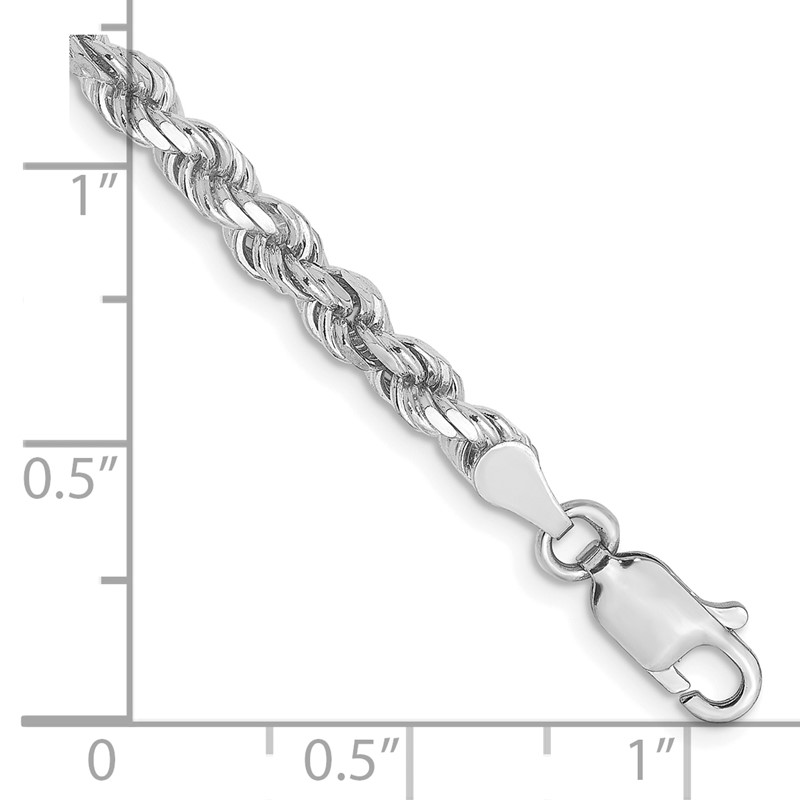 10k White Gold 3.5mm Diamond-Cut Rope Chain