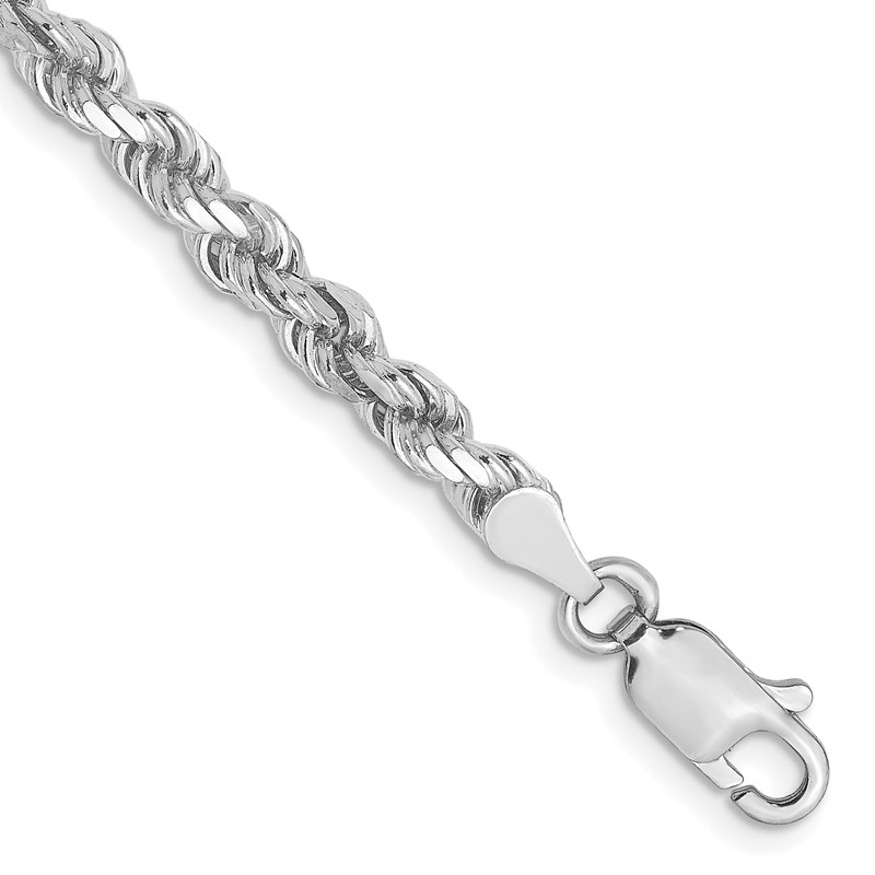 10k White Gold 3.5mm Diamond-Cut Rope Chain