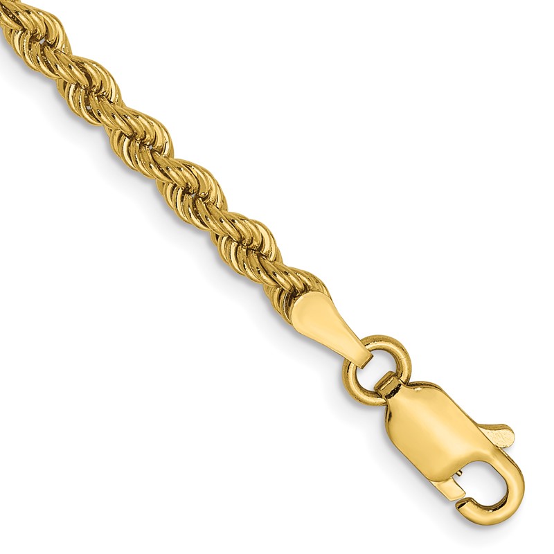 10k 2.25mm Solid Regular Rope Chain