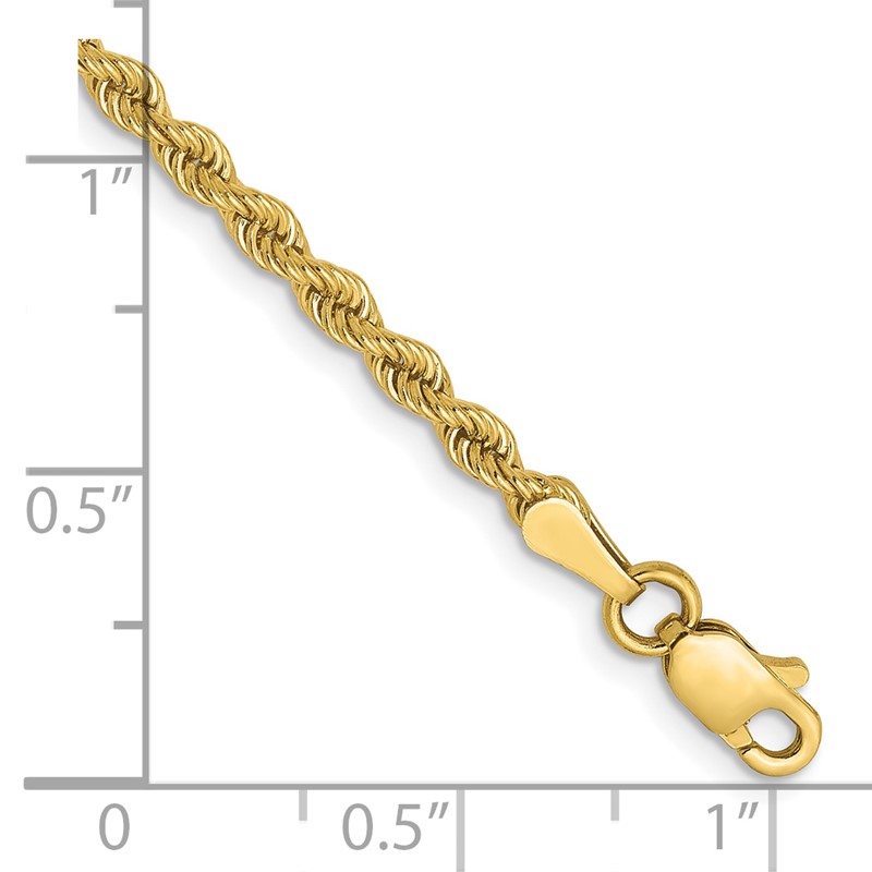 10k 2.5mm Solid Regular Rope Chain