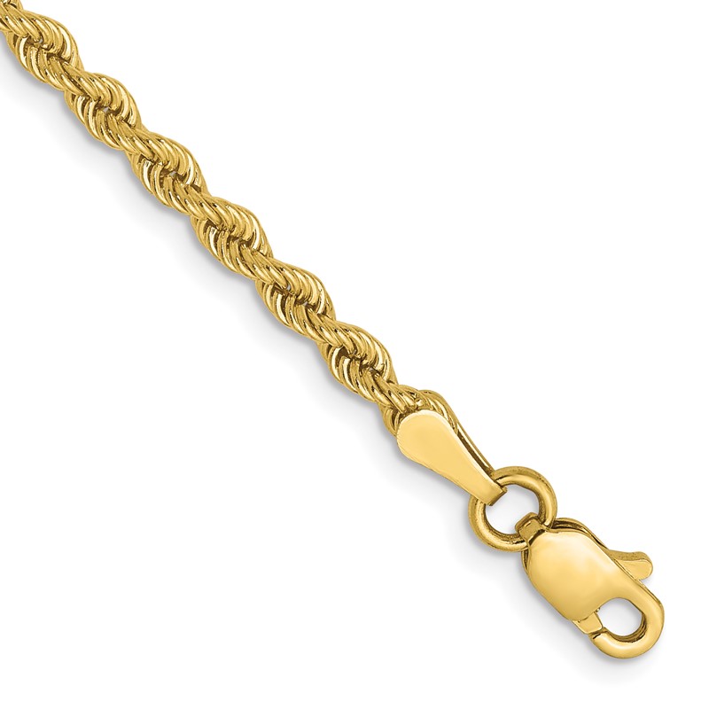 10k 2.5mm Solid Regular Rope Chain
