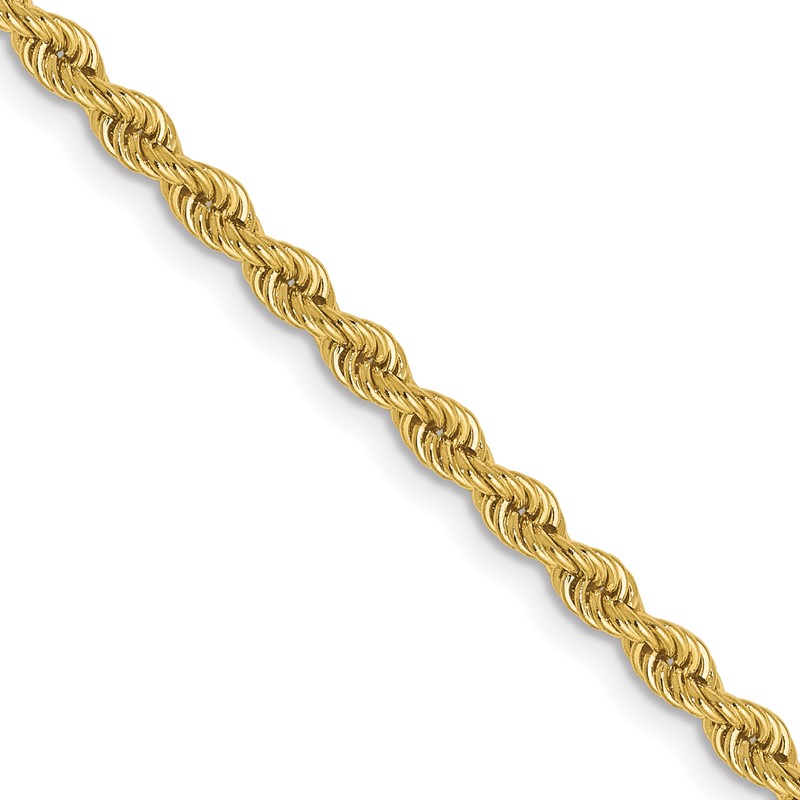 10k 2.5mm Solid Regular Rope Chain