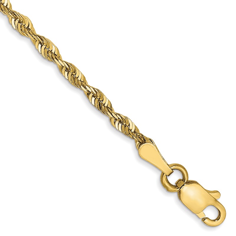 10k 2.25mm Diamond-Cut Lightweight Rope Chain