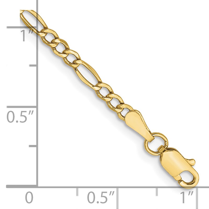 10k 2.5mm Semi-Solid Figaro Chain Anklet
