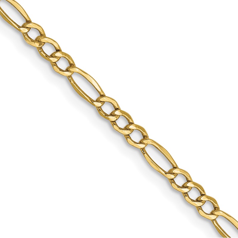 10k 2.5mm Semi-Solid Figaro Chain