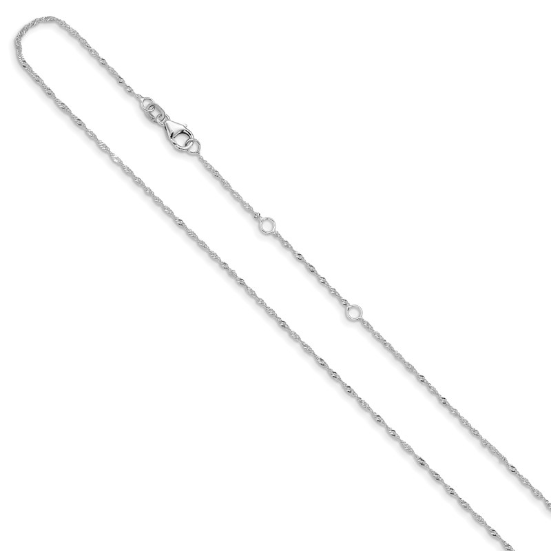 10k White Gold  1.25mm Singapore 1in+1in Adjustable Chain