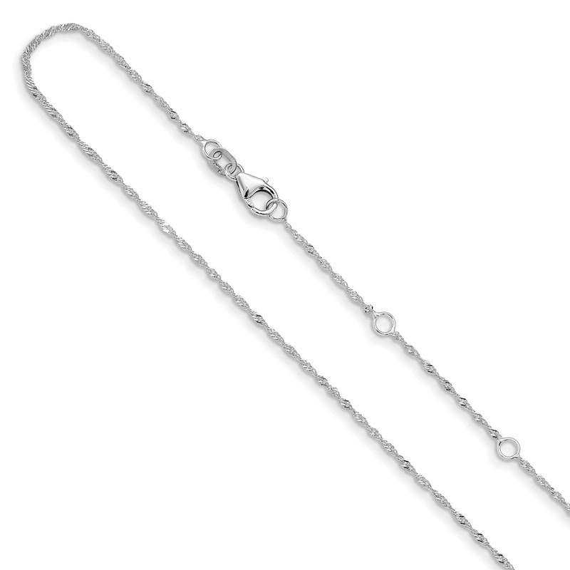 10k White Gold  1.25mm Singapore 1in+1in Adjustable Chain