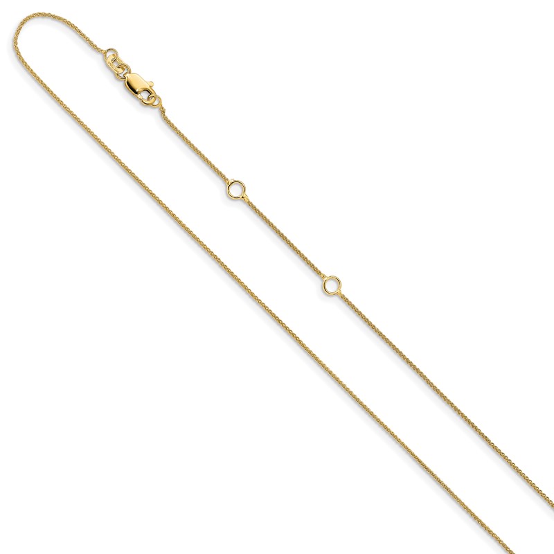 10k .8mm Baby Spiga 1in+1in Adjustable Chain