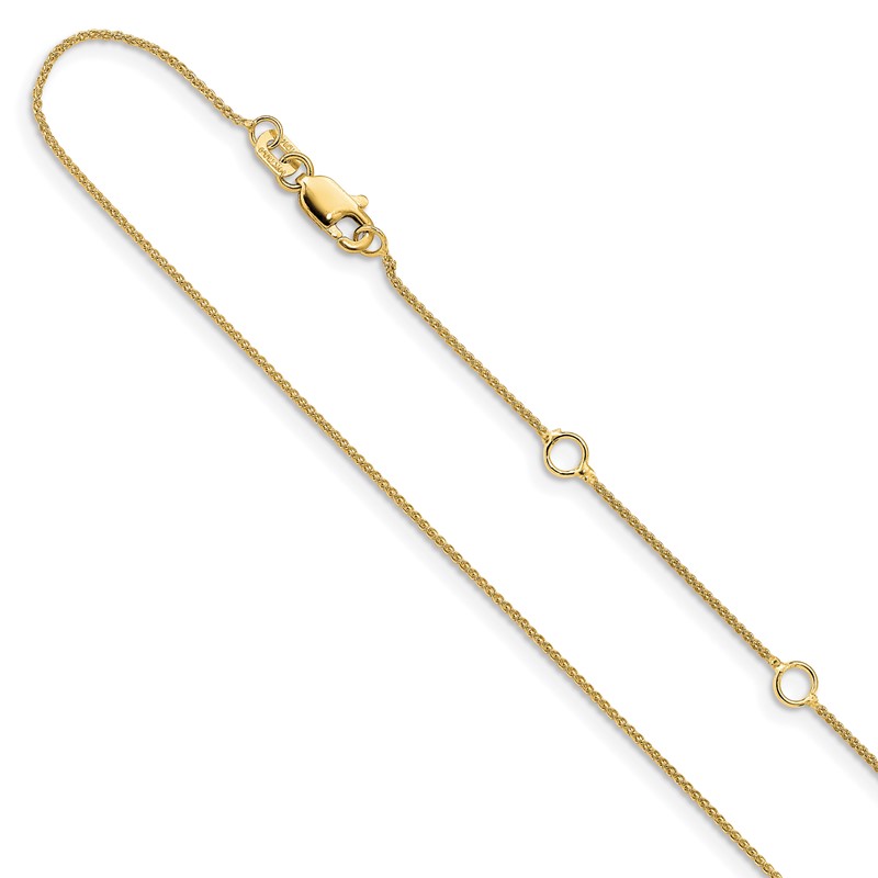 10k .8mm Baby Spiga 1in+1in Adjustable Chain