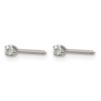Inverness Stainless Steel Polished 2mm CZ Post Piercing Earrings view 2