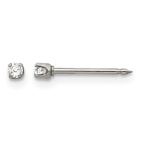 Inverness Stainless Steel Polished 2mm CZ Post Piercing Earrings view 1