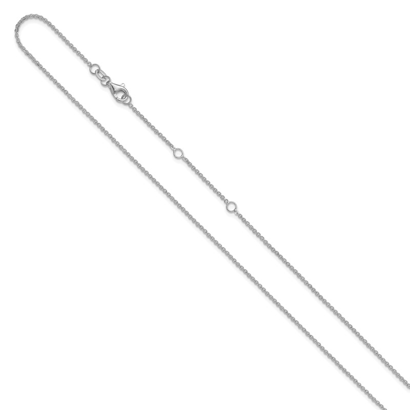 10k White Gold 1.4mm Flat Cable 1in+1in Adjustable Chain