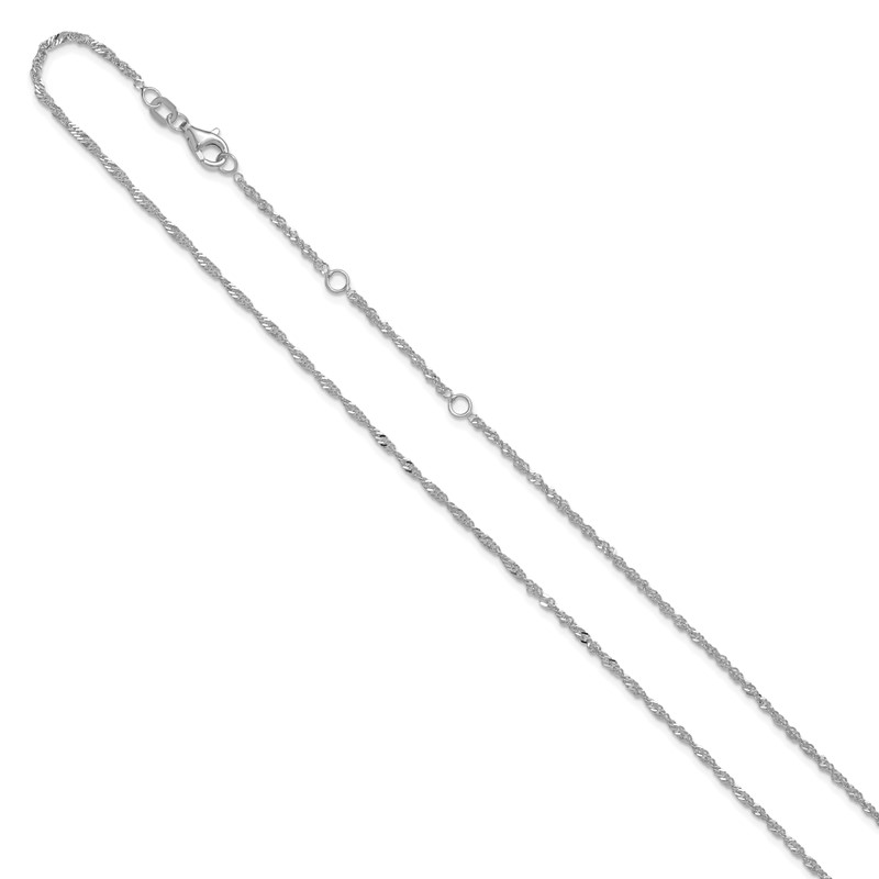 10k White Gold  1.7mm Singapore 1in+1in Adjustable Chain